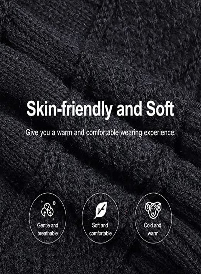 BeFall طقم قبعة شتوية رجالية مع وشاح، قبعات محبوكة دافئة، قبعة صوفية، مدفأة للرقبة مع بطانة صوفية سميكة، قبعة شتوية ووشاح للنساء (بني) - Image 3