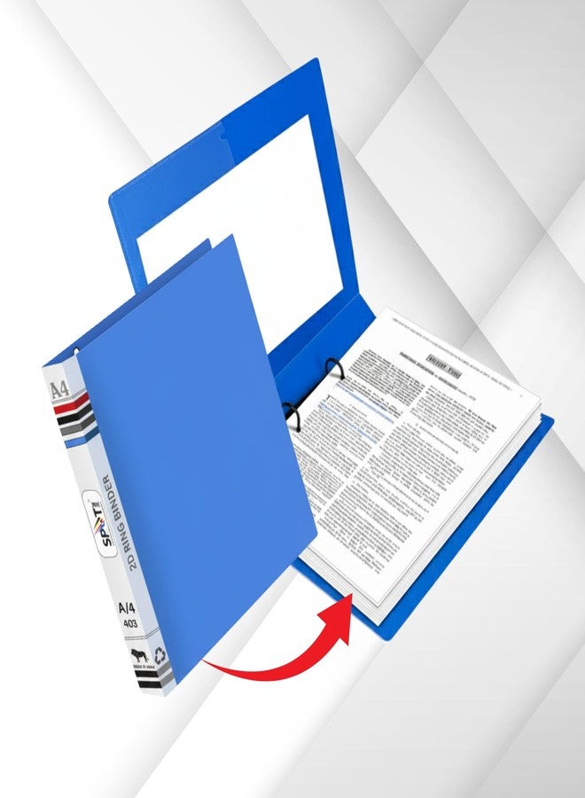 ملف SPOTINK ذو حلقات ثنائية الأبعاد بحجم A4، ملف مكتبي للشهادات والمستندات، أزرق - عبوة من 4 قطع - Image 4