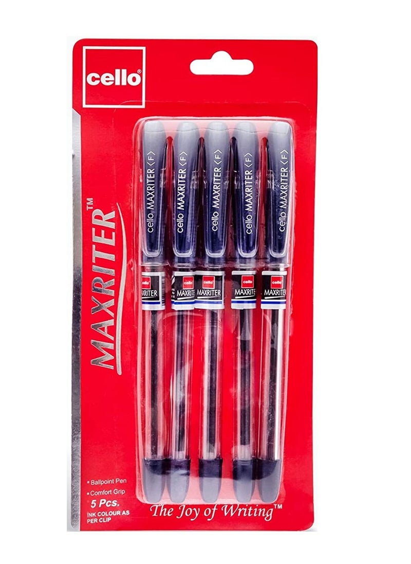 5-Piece Maxriter Ballpoint Pen Blue Ink