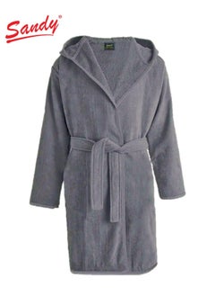 Sandy Sandy Kids Bathrobe with Hood, 100% Cotton Highly Absorbent, Unisex Plush Robe, Made in Egypt, Size S Grey  - Image 1