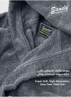 Sandy Sandy Kids Bathrobe with Hood, 100% Cotton Highly Absorbent, Unisex Plush Robe, Made in Egypt, Size S Grey  - Image 2