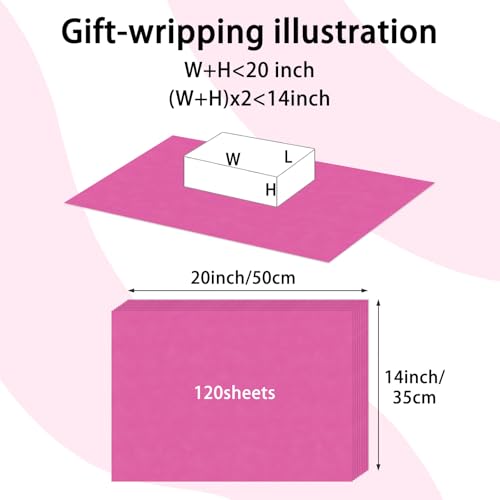 Laidans 120 Sheets 20"X14" Hot Pink Tissue Paper for Gift Bags Wrapping, Art Tissue Paper Bulk for Weddings Birthday Party Crafts Decoration - Image 2