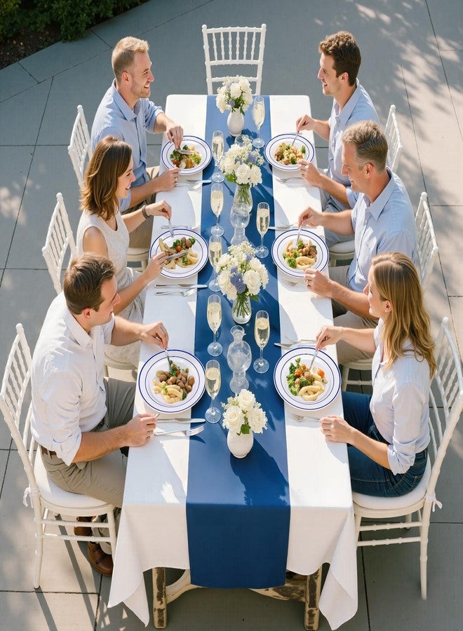 U-QE 100pcs Blue Plastic Plates for Party - Blue Plates Disposable Heavy Duty - Premium Plates Include 50 10" Dinner and 50 7" Dessert Plate, Perfect for Party, Wedding & Birthday - Image 4