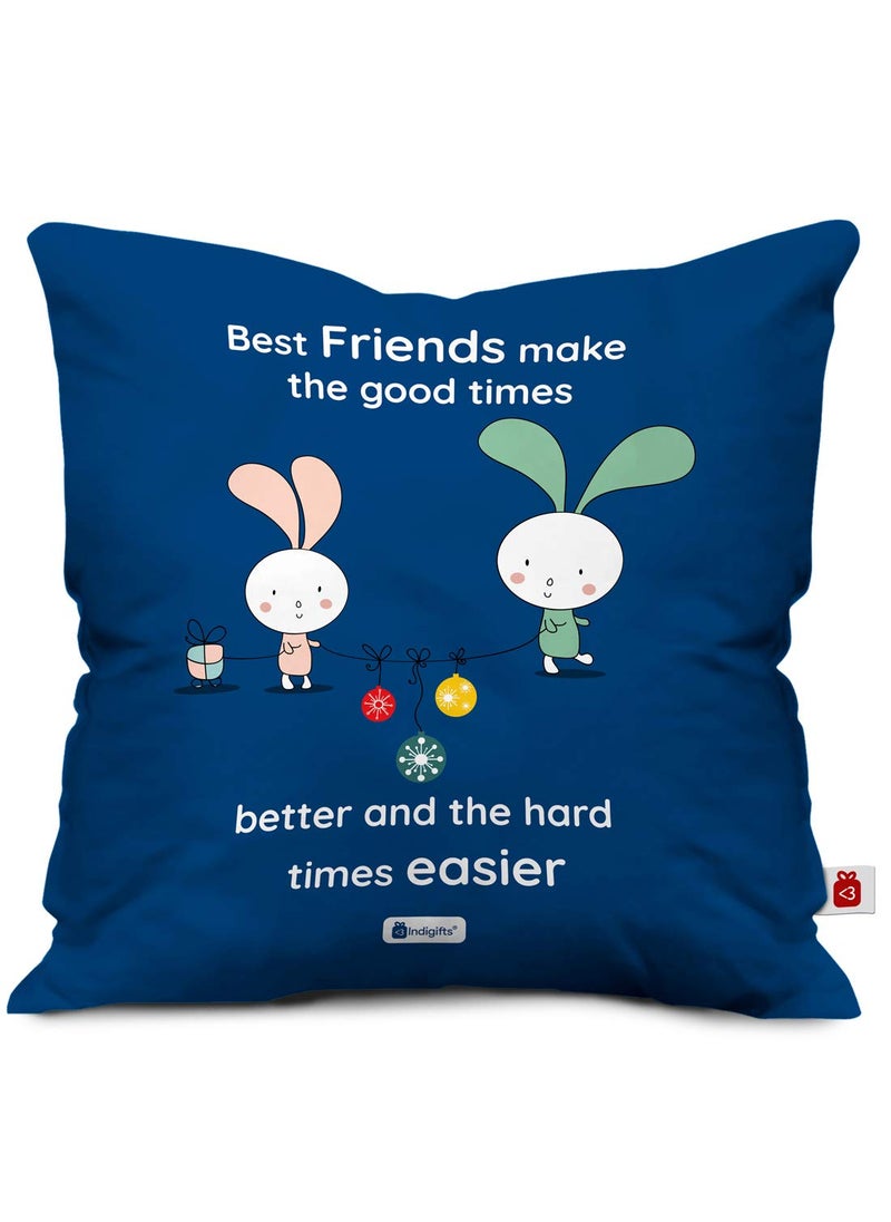 Indigifts Indigifts Satin 200TC Cushion Cover with Filler, 12x12 Inch, Multicolour, 1 Piece Cushion Cover, 1 Piece Fiber Filler  - Image 1