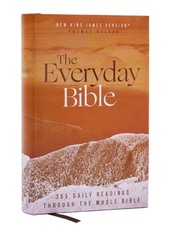 نسخة الملك جيمس الجديدة: الكتاب المقدس اليومي غلاف صلب حروف حمراء طباعة مريحة 365 قراءة يومية عبر الكتاب المقدس بالكامل - غلاف صلب