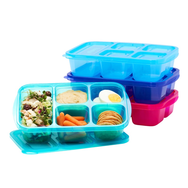 Bentgo Easyboxes - Reusable 5-Compartment Food Containers, Stackable 8-Piece Set, 4 Trays & 4 Lids, BPA-Free Food Storage for Meal Prep, School, & Work; Lunch Boxes w/Patented Design (Jewel Brights) - Image 1