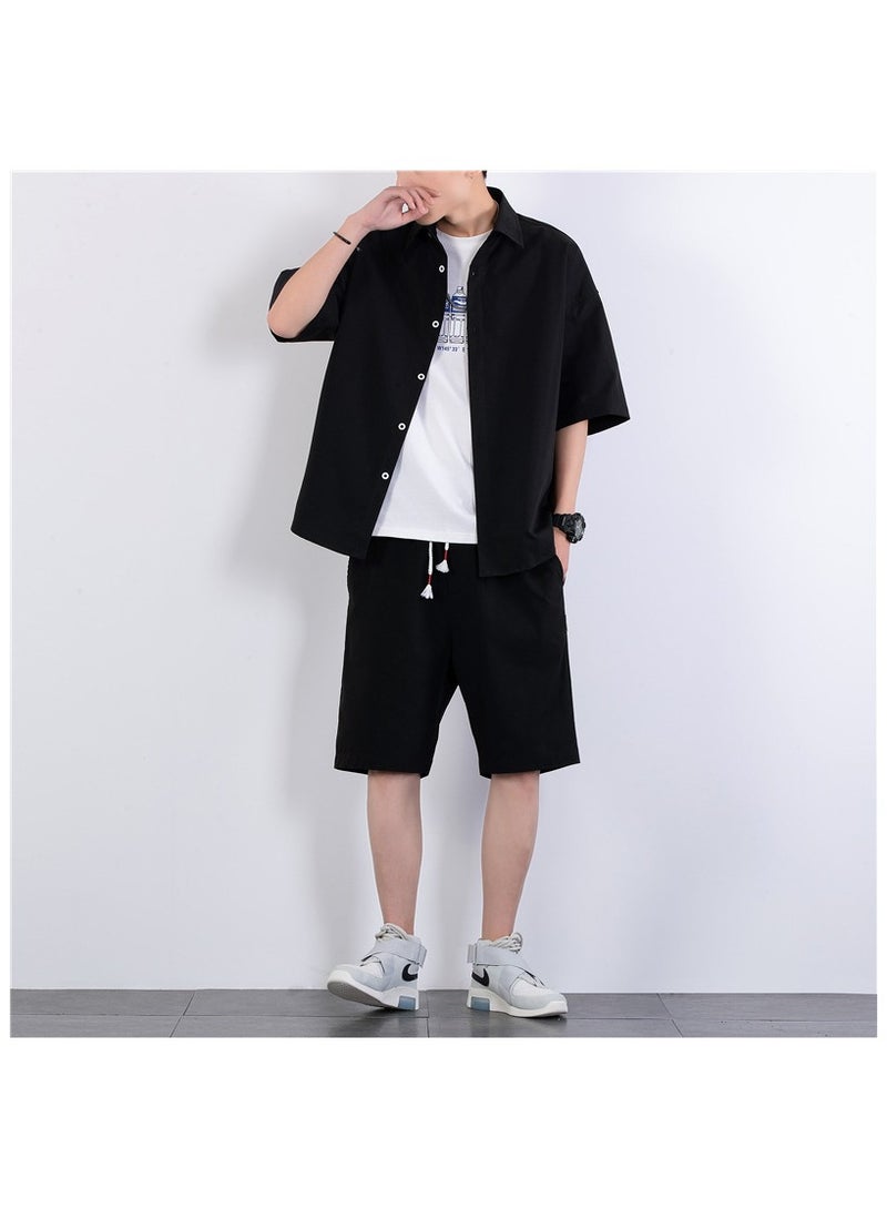 Men's Fashionable Casual Thin Two-Piece Shorts With Short Sleeves  - Image 2