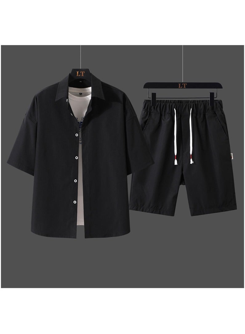Men's Fashionable Casual Thin Two-Piece Shorts With Short Sleeves  - Image 3