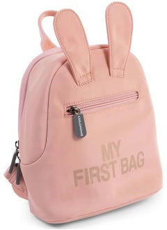 CHILDHOME Childhome, Baby Backpack, School, Kindergarten, Nursery, Two Compartments, Lunchbag/Bottle Capacity, Removable Safety Buckle, Waterproof, My First Bag, Pink And Copper  - Image 1