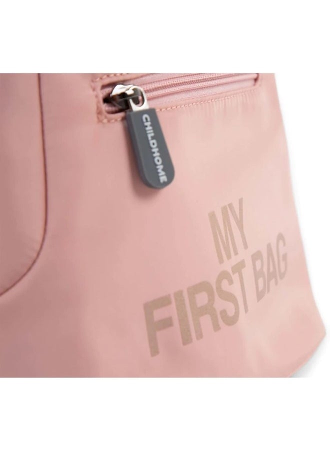 CHILDHOME Childhome, Baby Backpack, School, Kindergarten, Nursery, Two Compartments, Lunchbag/Bottle Capacity, Removable Safety Buckle, Waterproof, My First Bag, Pink And Copper  - Image 4