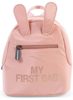 CHILDHOME Childhome, Baby Backpack, School, Kindergarten, Nursery, Two Compartments, Lunchbag/Bottle Capacity, Removable Safety Buckle, Waterproof, My First Bag, Pink And Copper  - Image 2