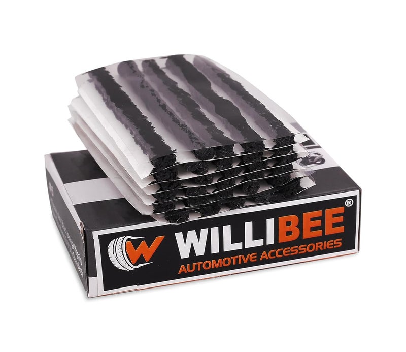 WILLIBEE (Pack of 30 Strips) Premium Heavy Duty Tubeless Tyre Puncture Repair Strips,30 Black Puncher Repair Seal Strips for Car, Bike, SUV, & Motorcycle - Image 1