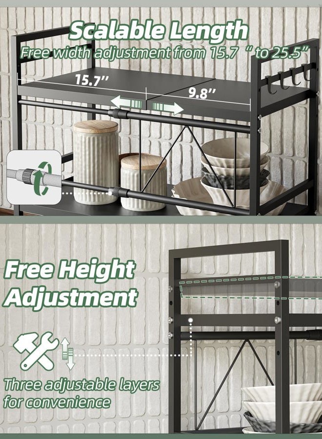 NETEL Expandable Microwave Stand,2 Tier Metal Kitchen Countertop Organizer Shelves with Paper Towel Holder,Bakers Rack,Microwave Shelf,Microwave Oven Rack,55lbs Weight Capacity - Image 3