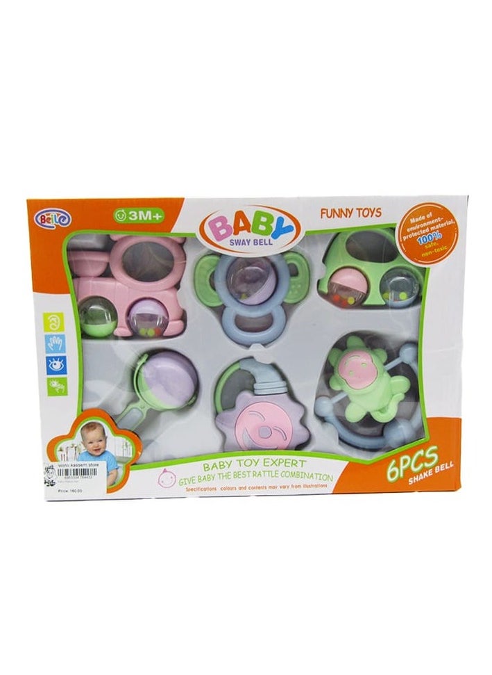 null - Kids Toy baby sway bell , 6pcs shake bell , baby Toys for 3 month Boys and Girls, Perfect Birthday Gift, All parts are with smooth surface and without any sharp edges or thorns - Image 1