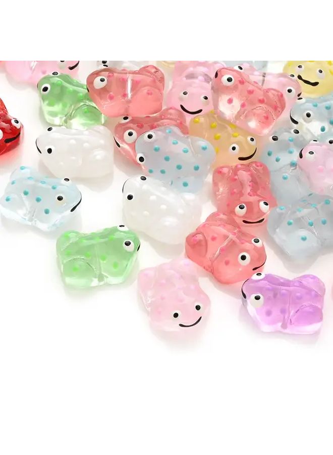 خرز زجاجي ضفدع شفاف متعدد الألوان مع لسان متحرك لصنع المفاتيح يدويًا - Image 3