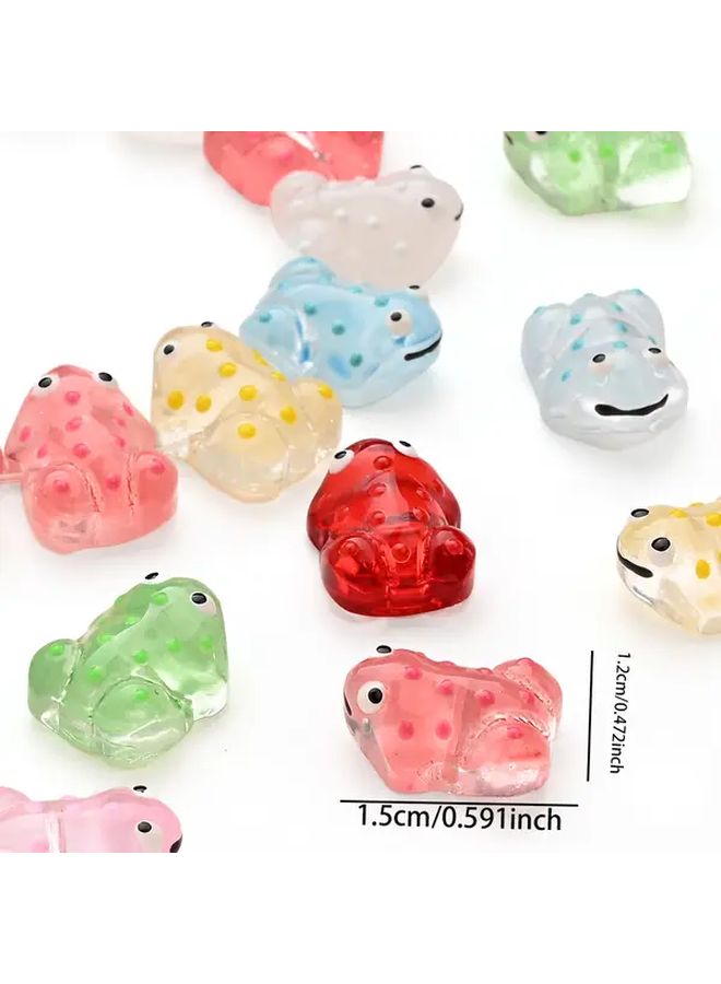 خرز زجاجي ضفدع شفاف متعدد الألوان مع لسان متحرك لصنع المفاتيح يدويًا - Image 5