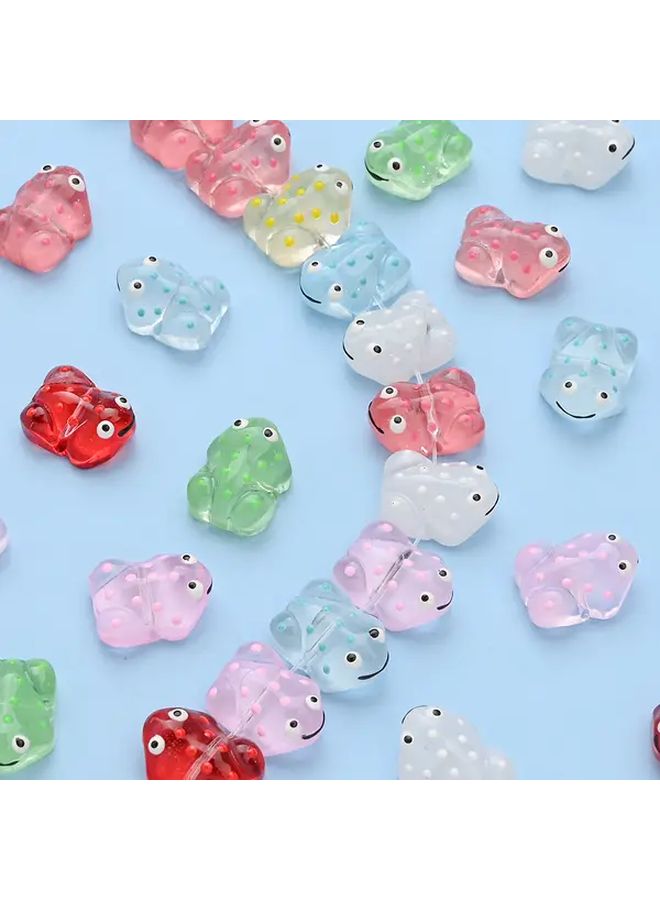 خرز زجاجي ضفدع شفاف متعدد الألوان مع لسان متحرك لصنع المفاتيح يدويًا - Image 4