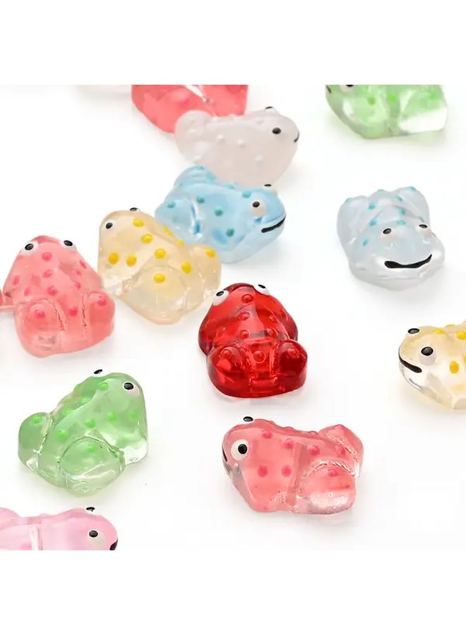 خرز زجاجي ضفدع شفاف متعدد الألوان مع لسان متحرك لصنع المفاتيح يدويًا - Image 2