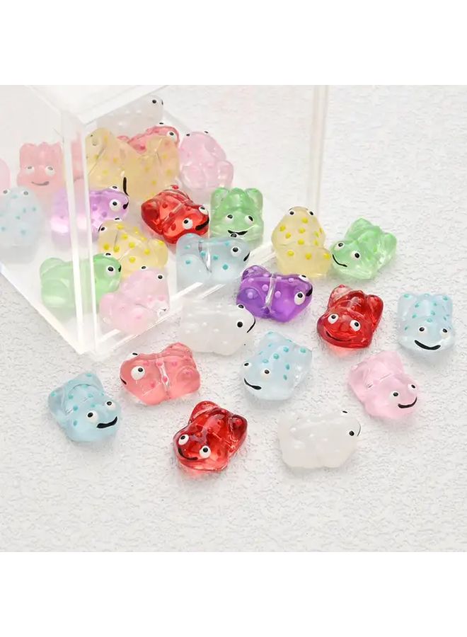 خرز زجاجي ضفدع شفاف متعدد الألوان مع لسان متحرك لصنع المفاتيح يدويًا - Image 1