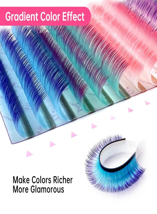 Beauty7 Colored Lash Ombre Lash Extensions Rainbow Lashes Easy Fan Lashes Self Fanning D Curl 0.07mm Thickness 12mm 14mm 16mm Mixed Length Dramatic Eyelashes - Image 3