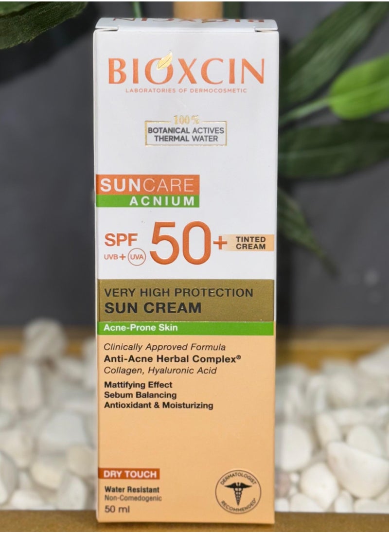 BIOXCIN - Bioxcin Suncare Sunscreen Cream For Acne Prone Skin (Tinted) Spf 50-50 ml - Image 1