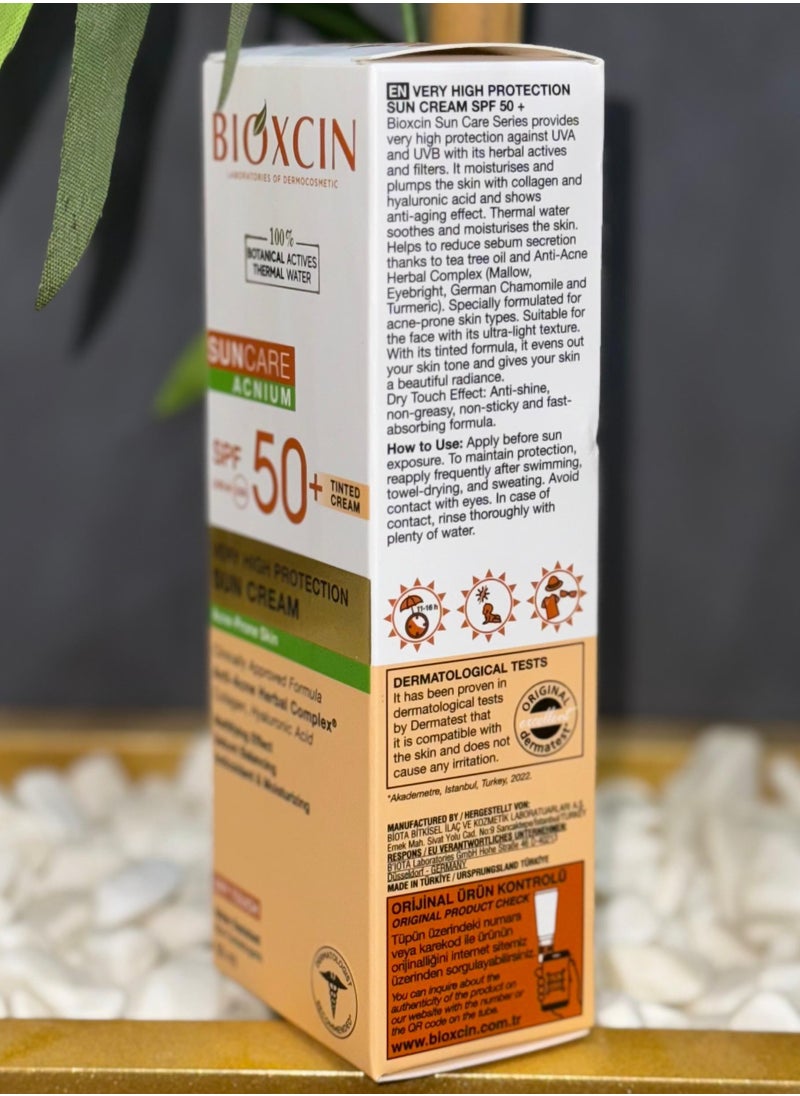 BIOXCIN - Bioxcin Suncare Sunscreen Cream For Acne Prone Skin (Tinted) Spf 50-50 ml - Image 1