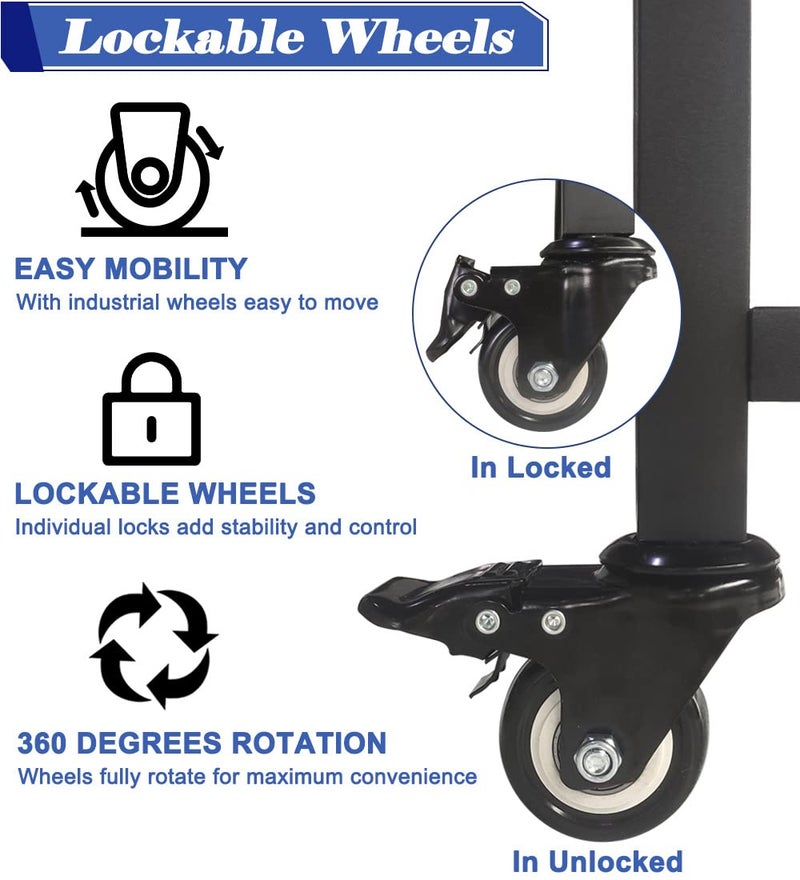 Koutemie 2 Tiers Small Firewood Log Storage Rack Holder with Wheels for Indoor Fireplace or Outdoor Patio, Black - Image 2