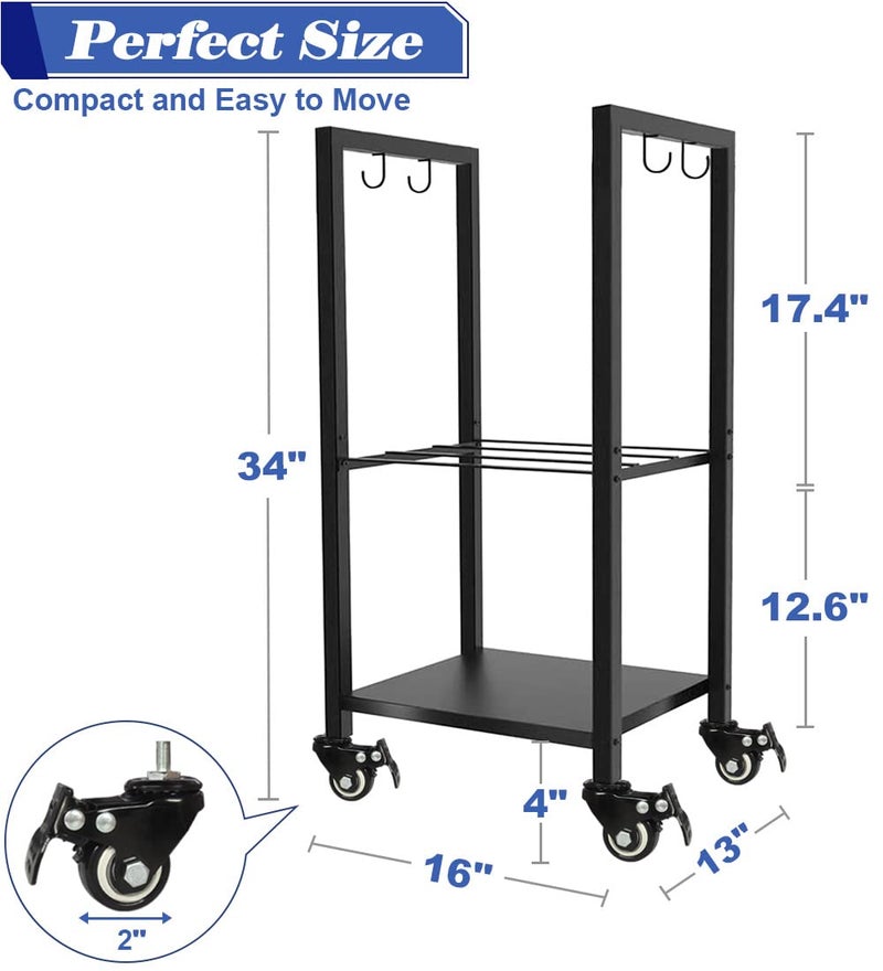 Koutemie 2 Tiers Small Firewood Log Storage Rack Holder with Wheels for Indoor Fireplace or Outdoor Patio, Black - Image 5