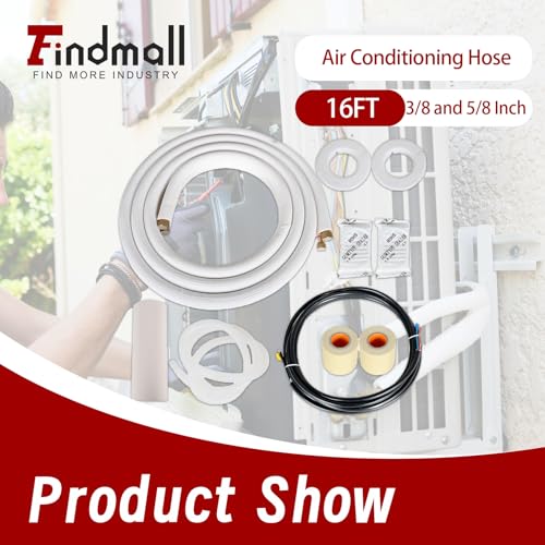 findmall 16FT Air Conditioning Tubing Hose Extension 3/8 and 5/8 Inch Twin Insulated Copper Hoses Fit for Mini Split Air Conditioner - Image 2