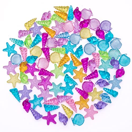 SPRMUD Colorful Plastic Sea ShellConchStarfish Gems Toys for Beach HolidaySwimming Pool DivingTreasure HuntParty FavorParty Decoration Learning Prizes Sea Shell - Image 1
