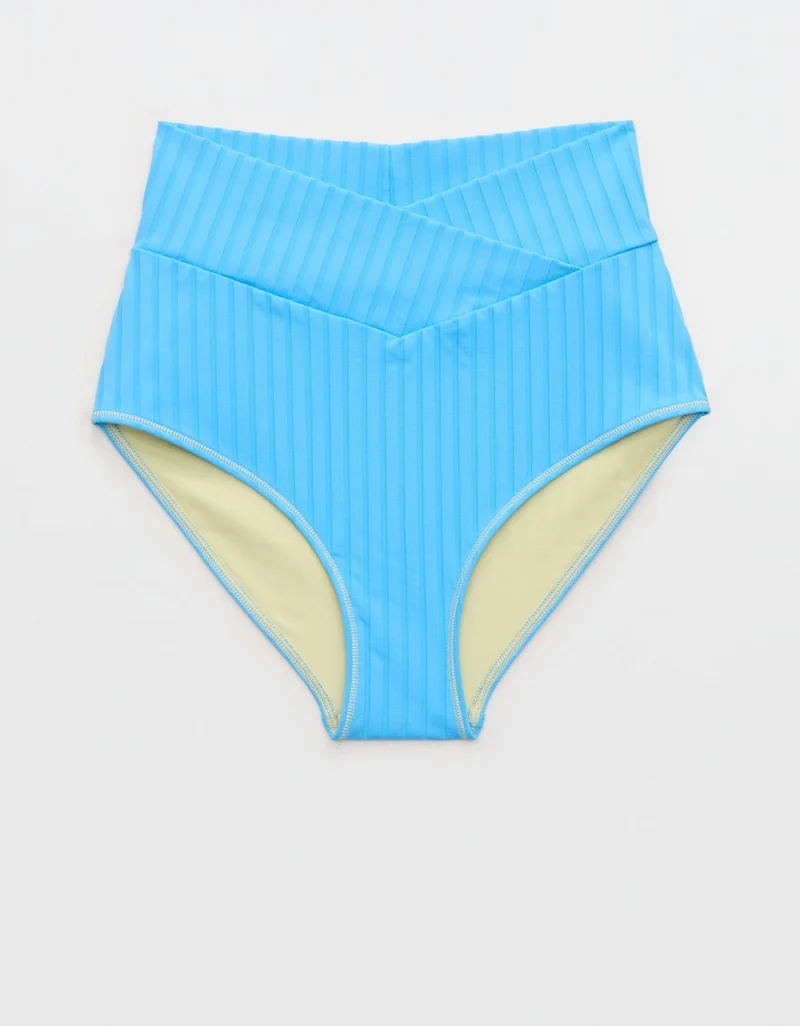 Aerie  Aerie Ribbed High Waisted Full Coverage Bikini Bottom for Women | Best Price UAE