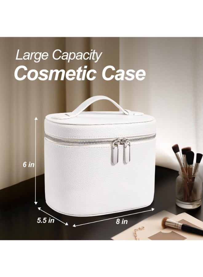 idoltimes Cosmetic Case Leather Makeup Bag Portable Handheld Makeup Case Detachable Compartments - Image 4