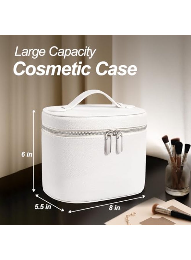 idoltimes Cosmetic Case Leather Makeup Bag Portable Handheld Makeup Case Detachable Compartments - Image 3