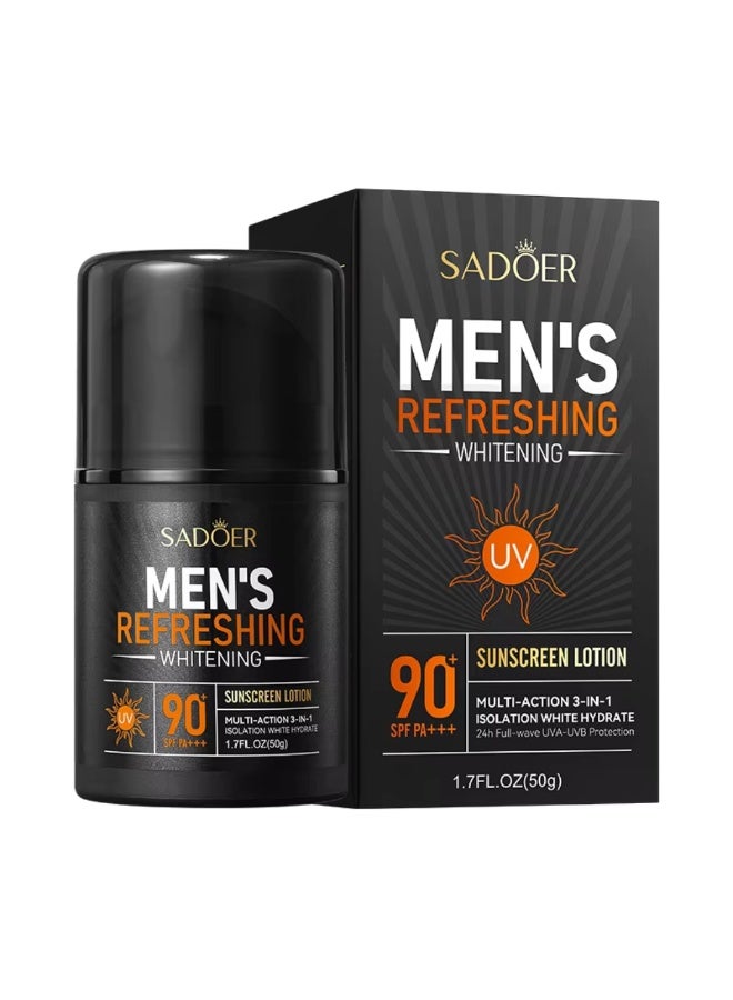 SADOER 50g Men's Refreshing Whitening Sunscreen Lotion Sun Protection Lotion Sun Protection Milk SPF 90+ Sun Lotion Sun Cream Moisturizer Instant Effective Sun Lotion Face Cream Lotion - Image 1