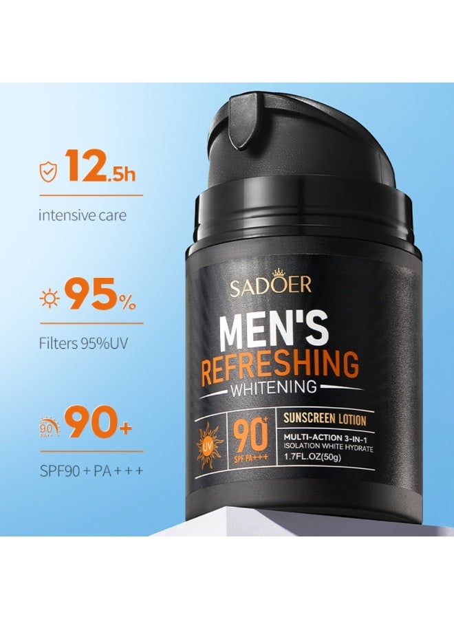 SADOER 50g Men's Refreshing Whitening Sunscreen Lotion Sun Protection Lotion Sun Protection Milk SPF 90+ Sun Lotion Sun Cream Moisturizer Instant Effective Sun Lotion Face Cream Lotion - Image 2