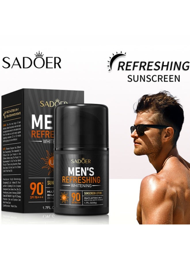 SADOER 50g Men's Refreshing Whitening Sunscreen Lotion Sun Protection Lotion Sun Protection Milk SPF 90+ Sun Lotion Sun Cream Moisturizer Instant Effective Sun Lotion Face Cream Lotion - Image 4