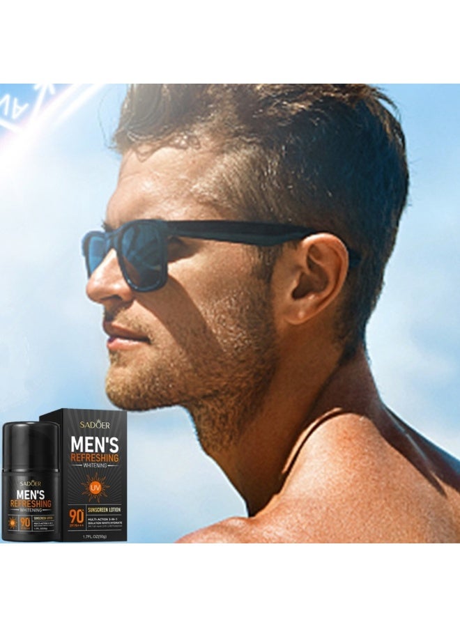 SADOER 50g Men's Refreshing Whitening Sunscreen Lotion Sun Protection Lotion Sun Protection Milk SPF 90+ Sun Lotion Sun Cream Moisturizer Instant Effective Sun Lotion Face Cream Lotion - Image 3