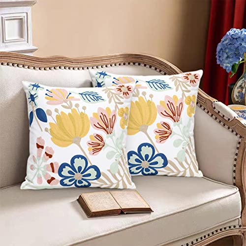 Pilmandu Pack of 2 Embroidered Decorative Throw Pillow Cover 18x18 Inch Farmhouse Floral Pillowcase for Living Room Sofa Bed Floral - Image 3