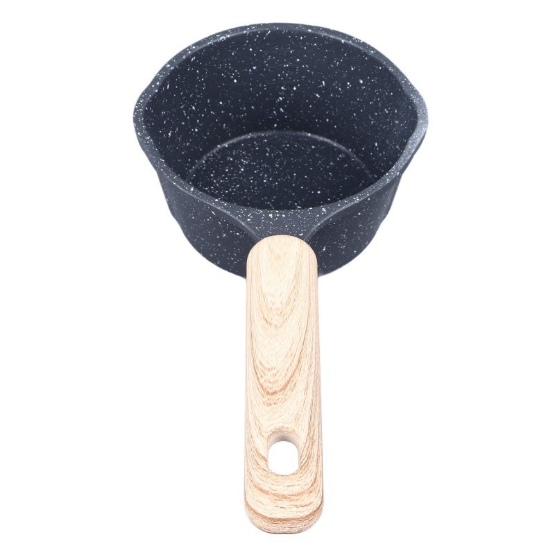 Nonstick Saucepan: Black Premium Aluminum With Medical Stone Coating, Anti-Scald Wooden Handle, Dual Pour Spouts - Compact Multipurpose Cooking Pot for Small Kitchens, Camping, Travel - Image 5