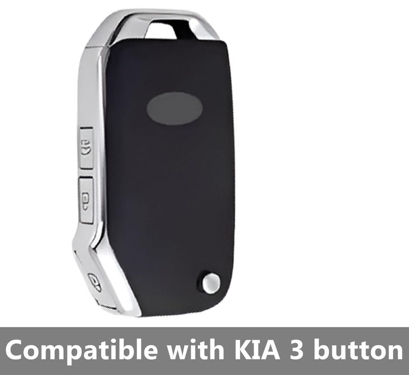 Contacts Metal Silicon Key Cover Compatible with KIA Seltos, Sonet, Carens 3 Button Smart Key Special Feature Visibilitye in Low-Light Condition - Image 2