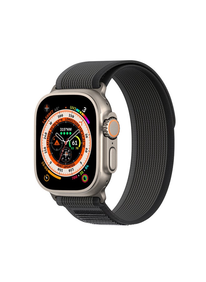 Generic Suitable For AppleWatch Nylon Woven For Apple Watch Band IWatch8 Wild Trail Loop Watch Band Universal-Color:38/40/41/42mm (10th Generation) Black Gray  - Image 1