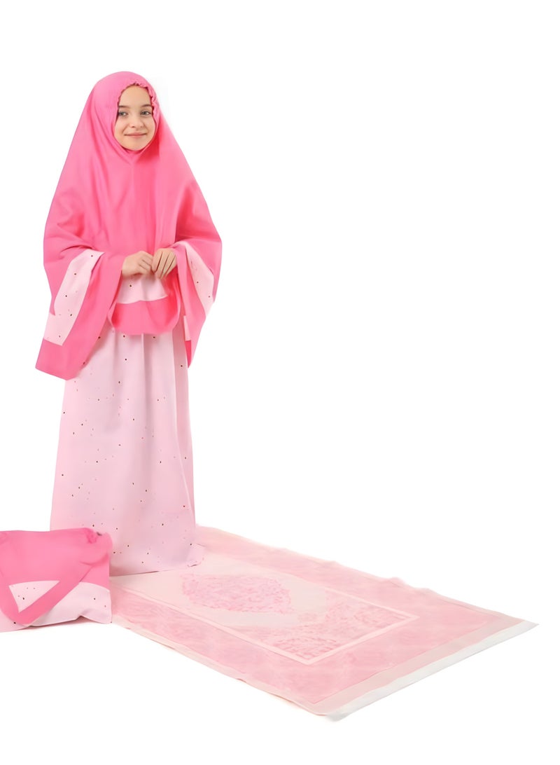 Elanesa  12–13 Years – Kids’ Unique Prayer Dress with Matching Bag and Prayer Mat, Made in Turkey, Perfect for Ramadan - Image 2