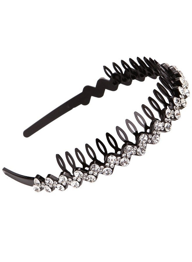 LONEEDY Wave Rhinestone And Crystal Teeth Comb Headbands For Women Nonslip Hard Headbands (Silver+Gold+Dark Blue) - Image 5