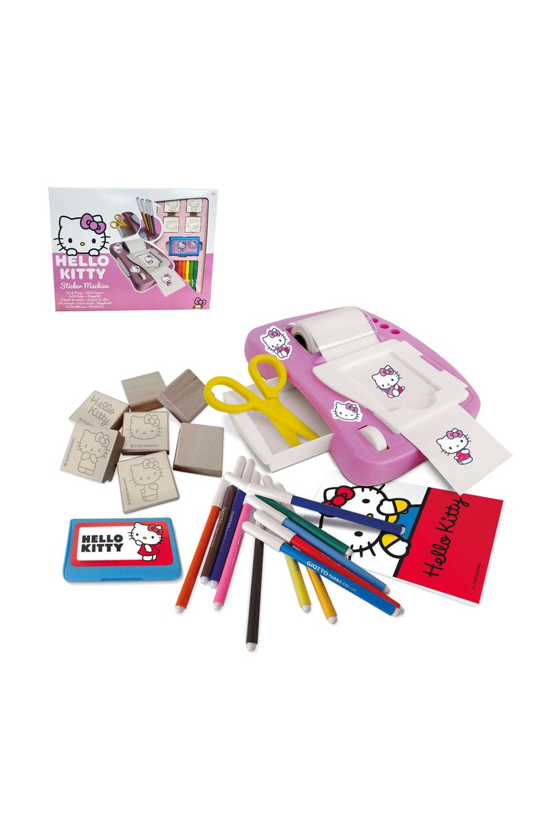 Multiprint Hello Kitty Sticker Machine – Includes 1 Sticker Maker, 1 Album, 12 Markers, 7 Stampers, 1 Ink Pad & Scissors – DIY Sticker Craft Kit for Kids - Image 2