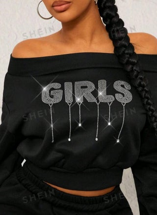 SHEIN Thermal Lined Off-Shoulder Black Sweatshirt With Rhinestones, Autumn Winter Off The Shoulder Shirt - pzsku/Z9AF196B33FAA66ED022CZ/45/_/1734456656/80cbe322-6e8a-42f4-a7fc-333e65ba6aec