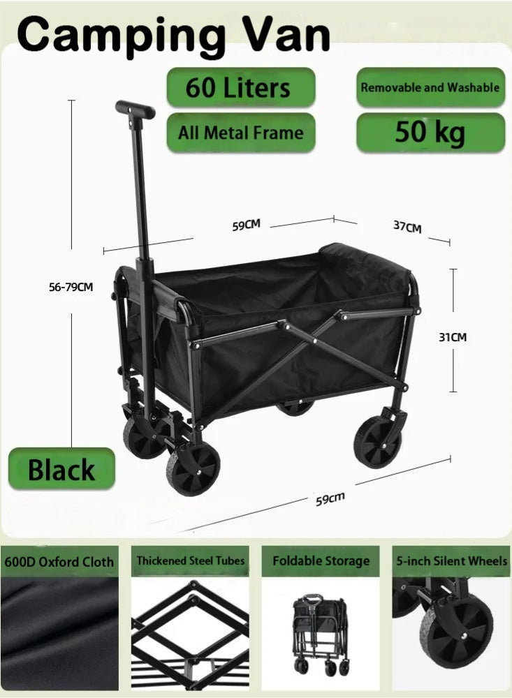 PHISMA Folding Wagon Garden Cart Folding Trolley Cart Outdoor Wagon Collapsible With Removable Fabric Festival Garden Camping Picnic Cart Supports Max 265lbs Capacity Transport Trailer - Image 1