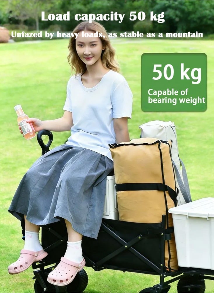 PHISMA Folding Wagon Garden Cart Folding Trolley Cart Outdoor Wagon Collapsible With Removable Fabric Festival Garden Camping Picnic Cart Supports Max 265lbs Capacity Transport Trailer - Image 2