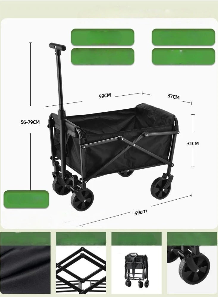 PHISMA Folding Wagon Garden Cart Folding Trolley Cart Outdoor Wagon Collapsible With Removable Fabric Festival Garden Camping Picnic Cart Supports Max 265lbs Capacity Transport Trailer - Image 3