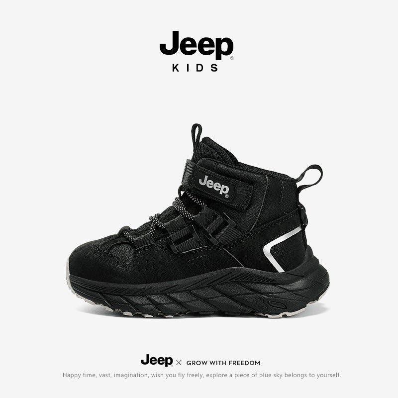 Jeep Boys High-Top Sports Shoes 2025 Autumn New Leather Waterproof Lightweight Dad Shoes Children'S Shoes - Image 2