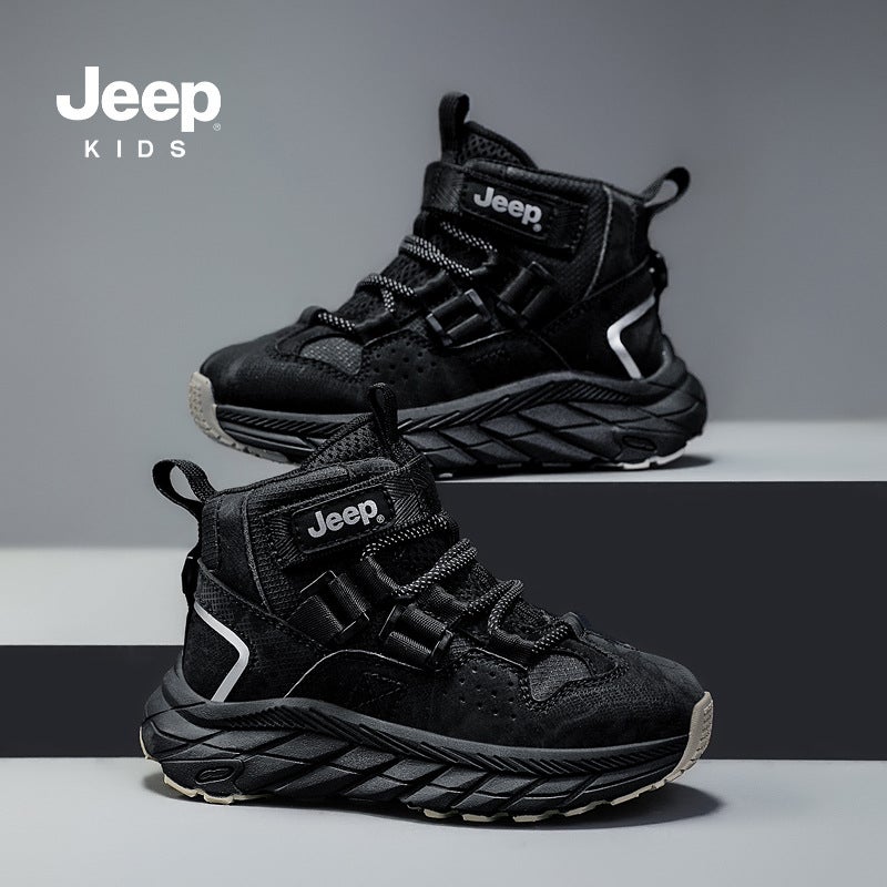 Jeep Boys High-Top Sports Shoes 2025 Autumn New Leather Waterproof Lightweight Dad Shoes Children'S Shoes - Image 5